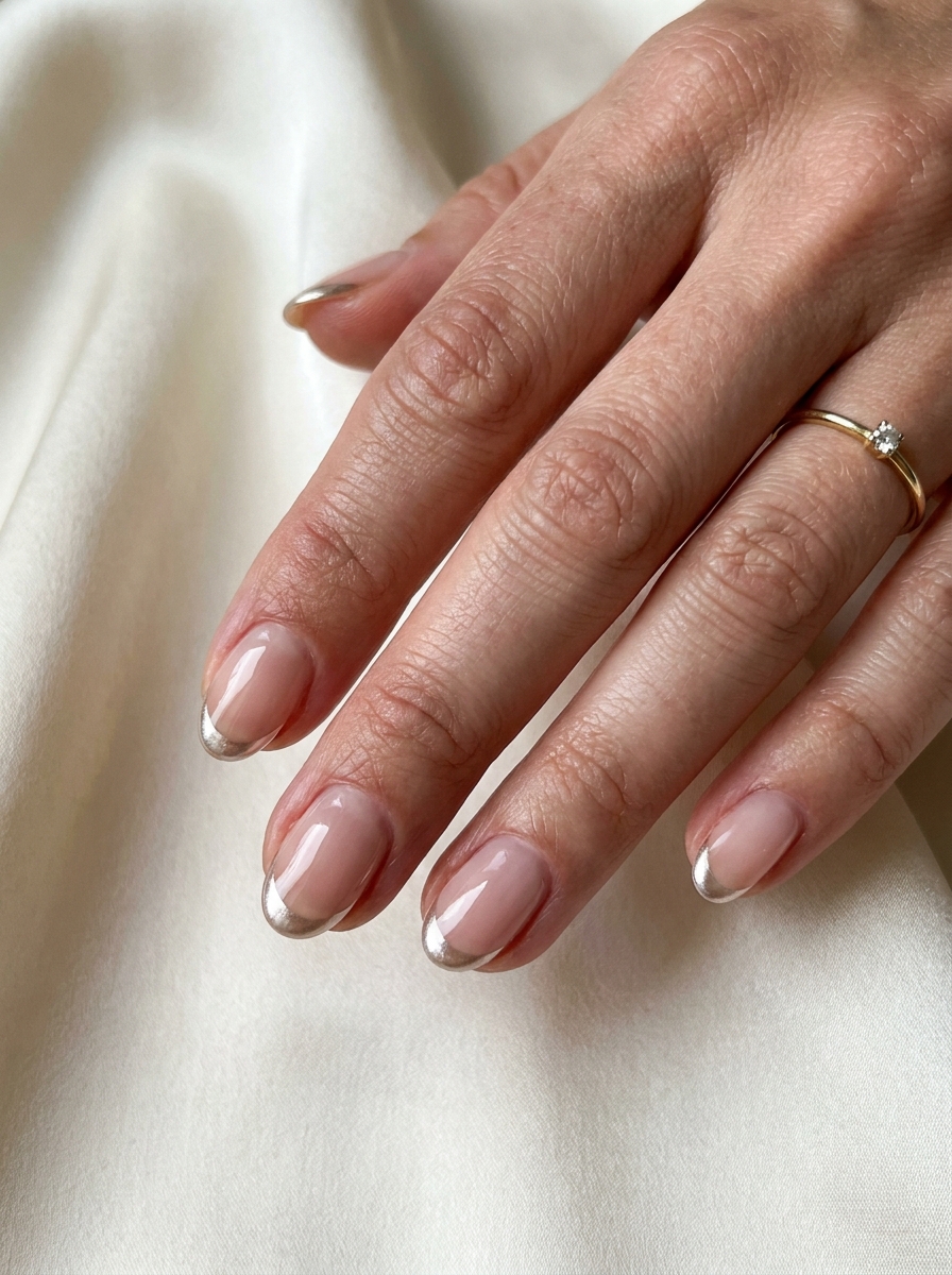 Elegant Nude Chrome Micro French als French Chrome Nägel Inspiration 2026